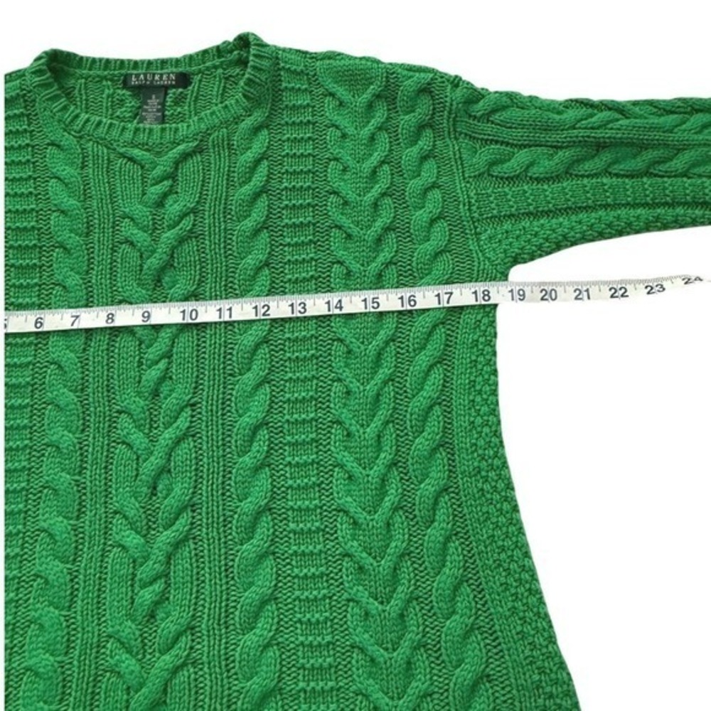 Lauren Ralph Lauren Kelly Green Chunky Cable Knit Fisherman Sweater S Preppy - Picture 4 of 9